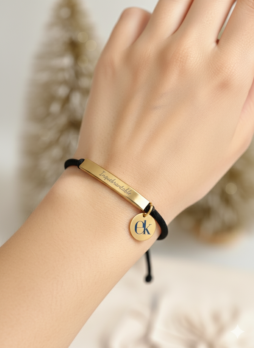 Pulsera Inquebrantable – Negra con Dorado ✨