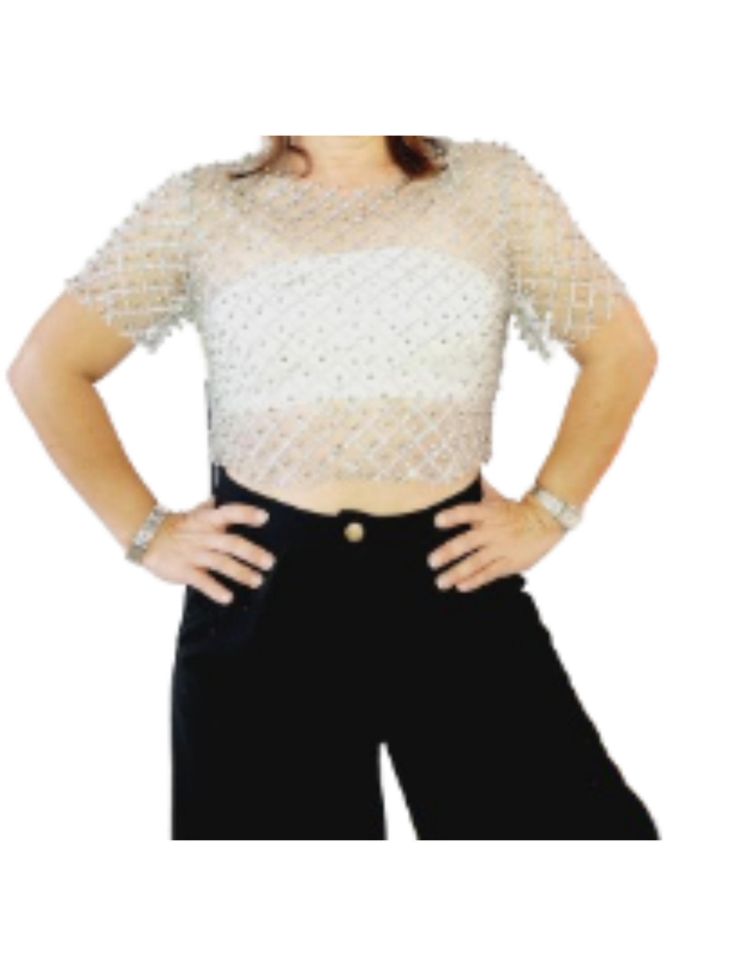 Silver glitter top