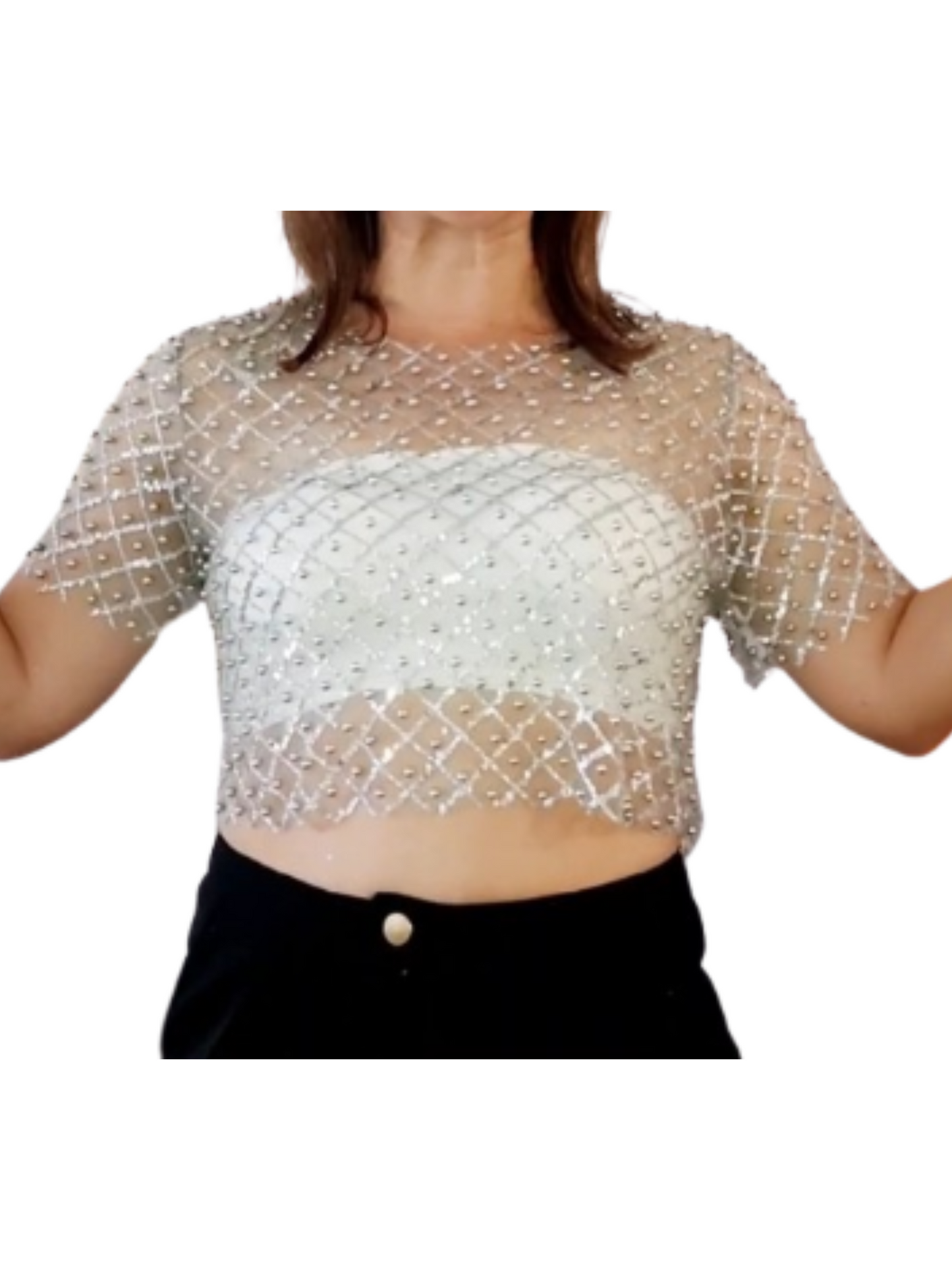 Silver glitter top