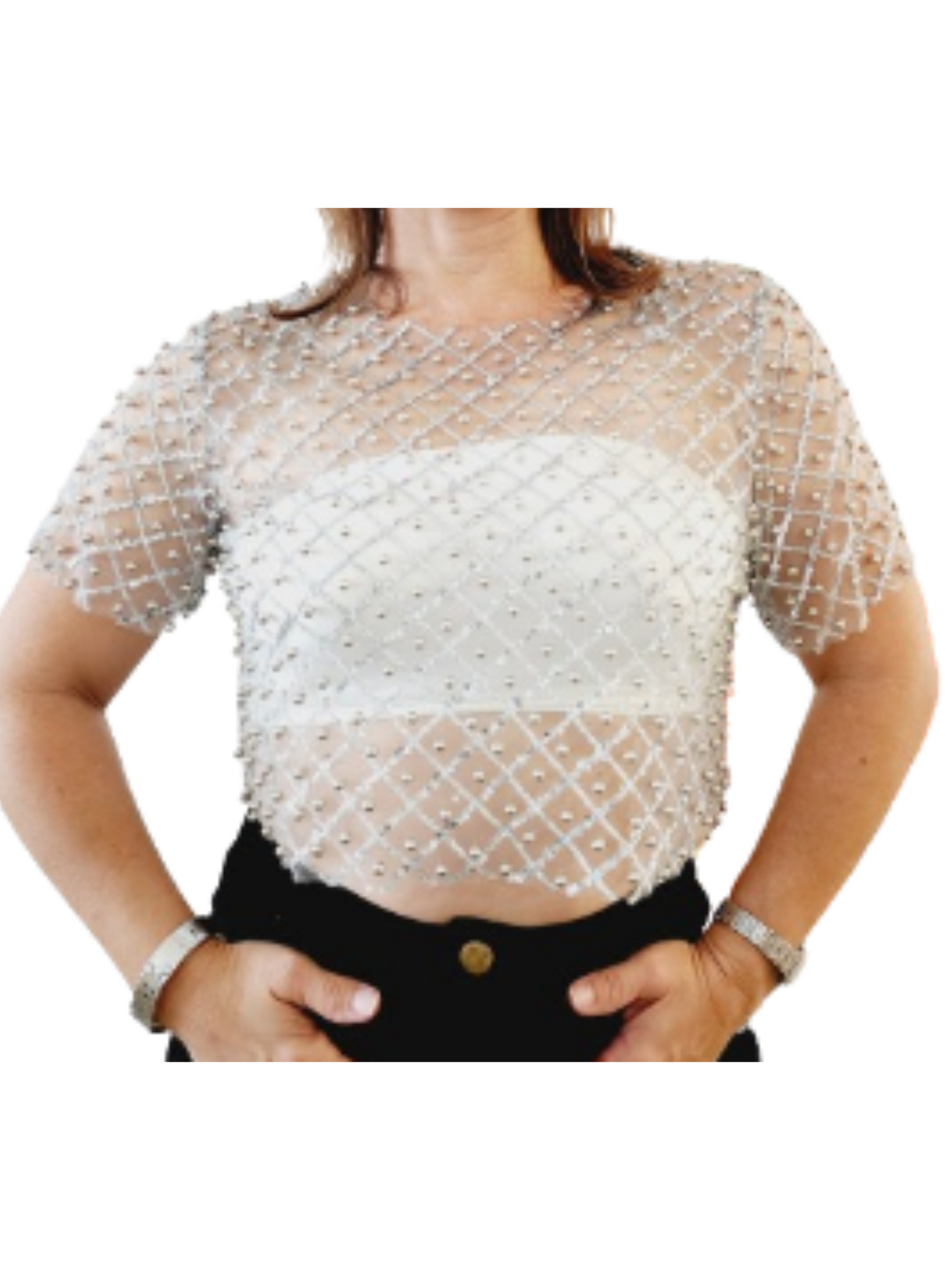 Silver glitter top