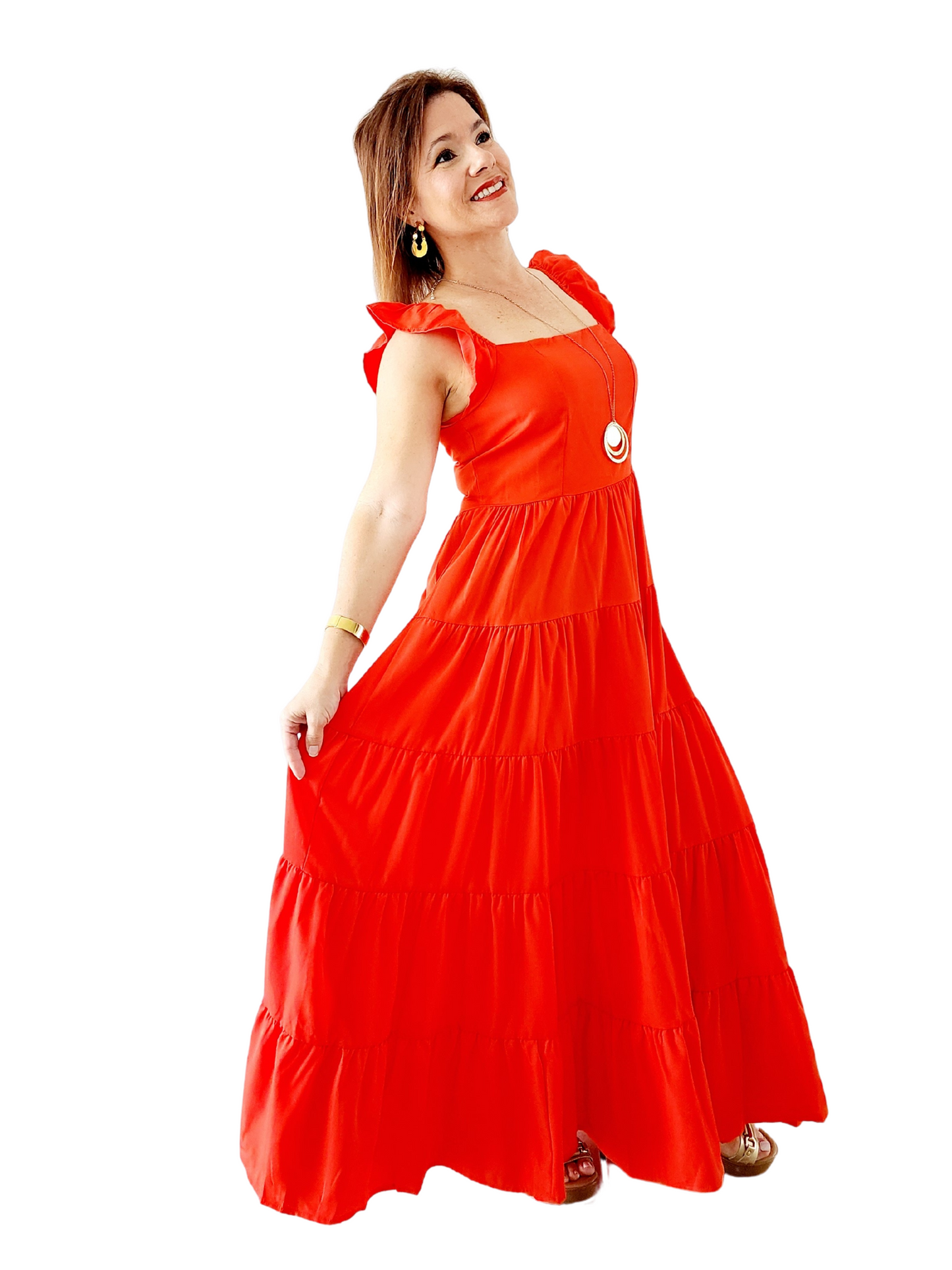 Maxi Dress Rojo con Vuelo - Elegancia y Comodidad ❤️
