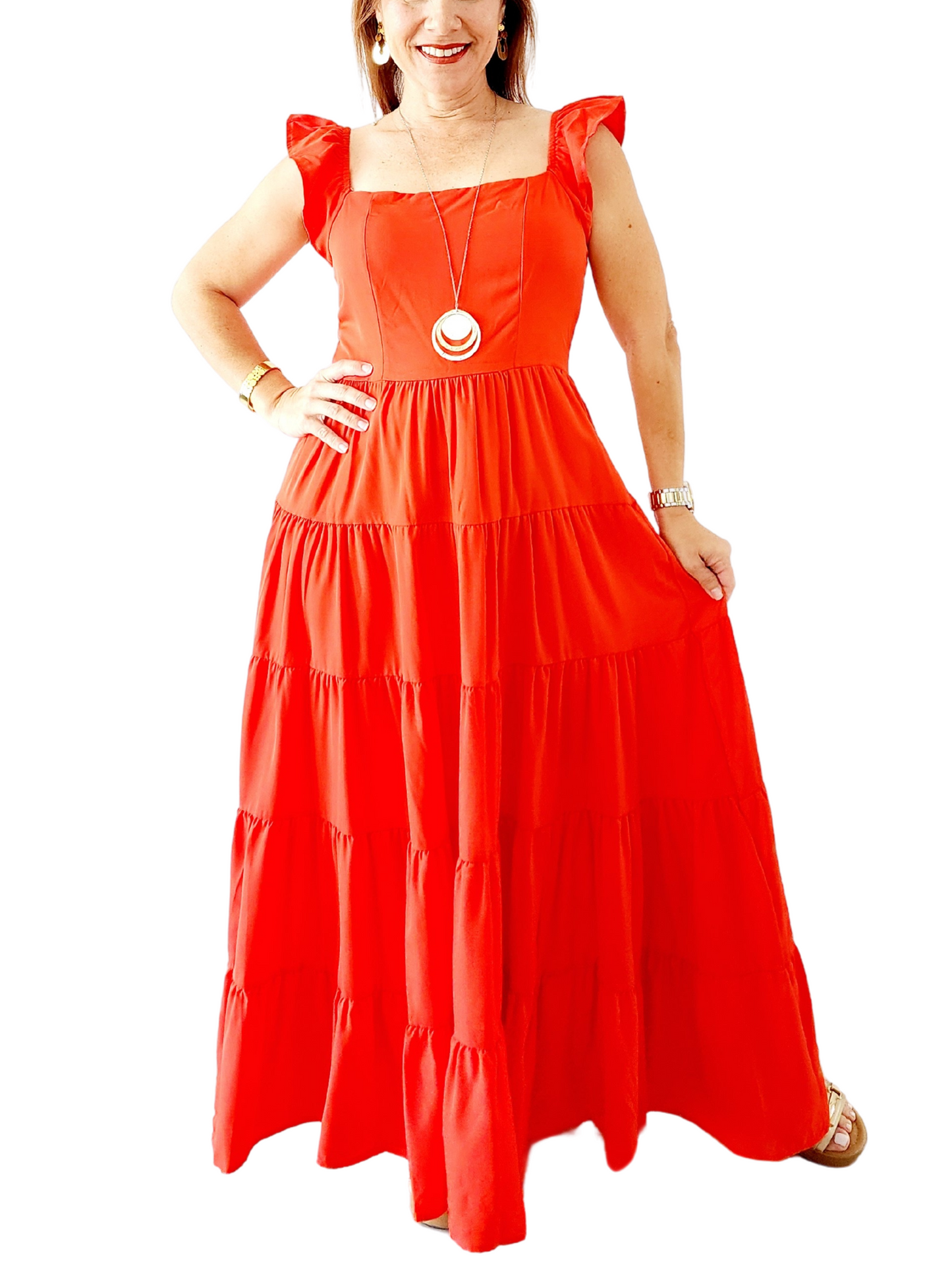 Maxi Dress Rojo con Vuelo - Elegancia y Comodidad ❤️