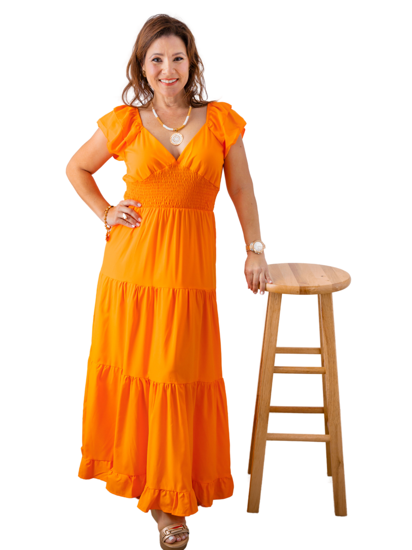 Maxi Dress Brisa de Verano – Naranja Radiante 🍊
