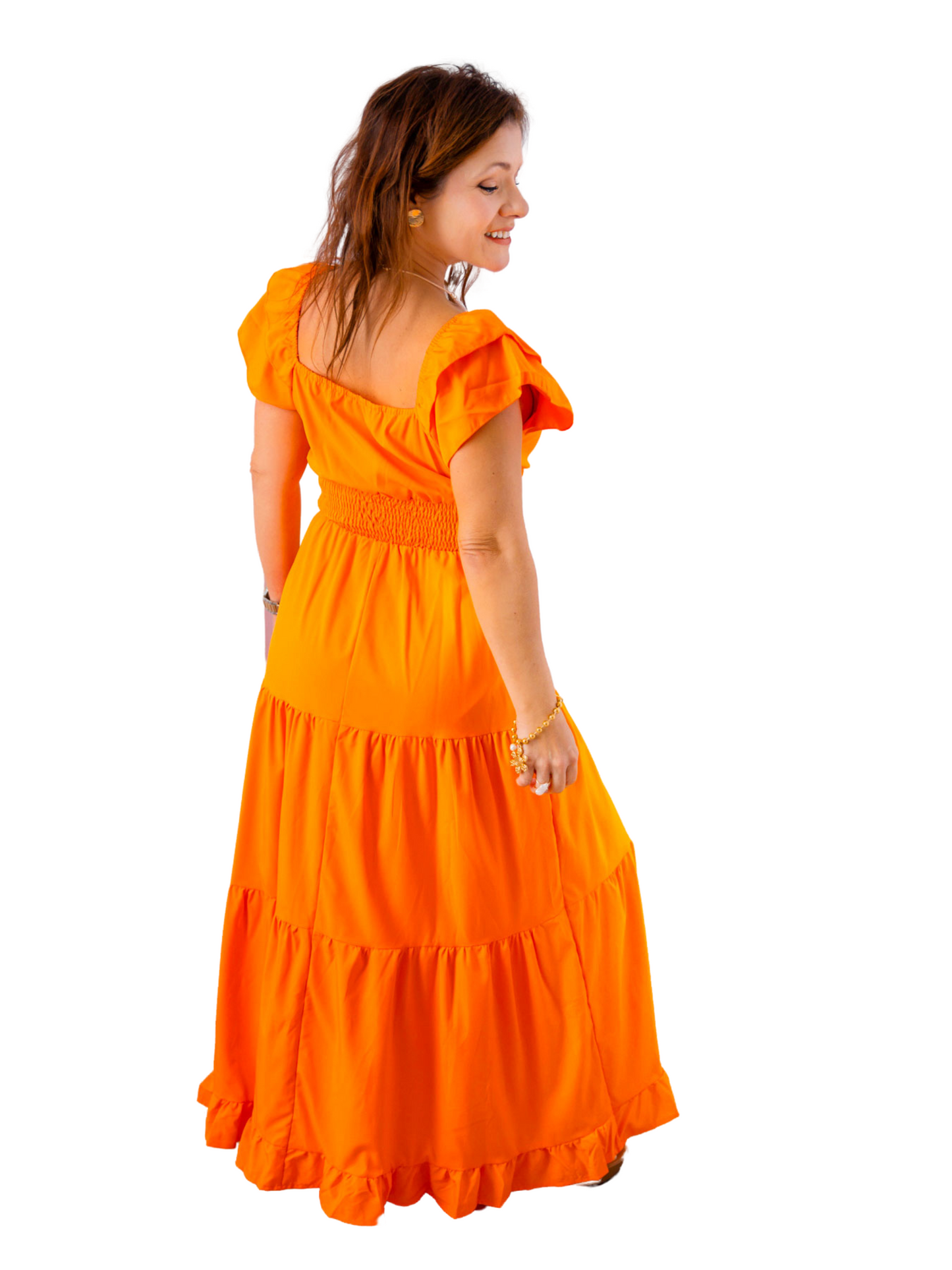Maxi Dress Brisa de Verano – Naranja Radiante 🍊