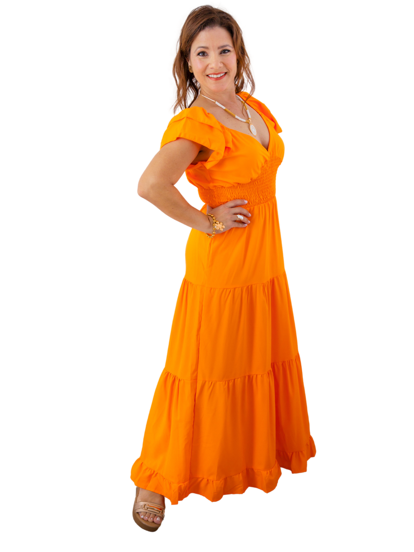 Maxi Dress Brisa de Verano – Naranja Radiante 🍊