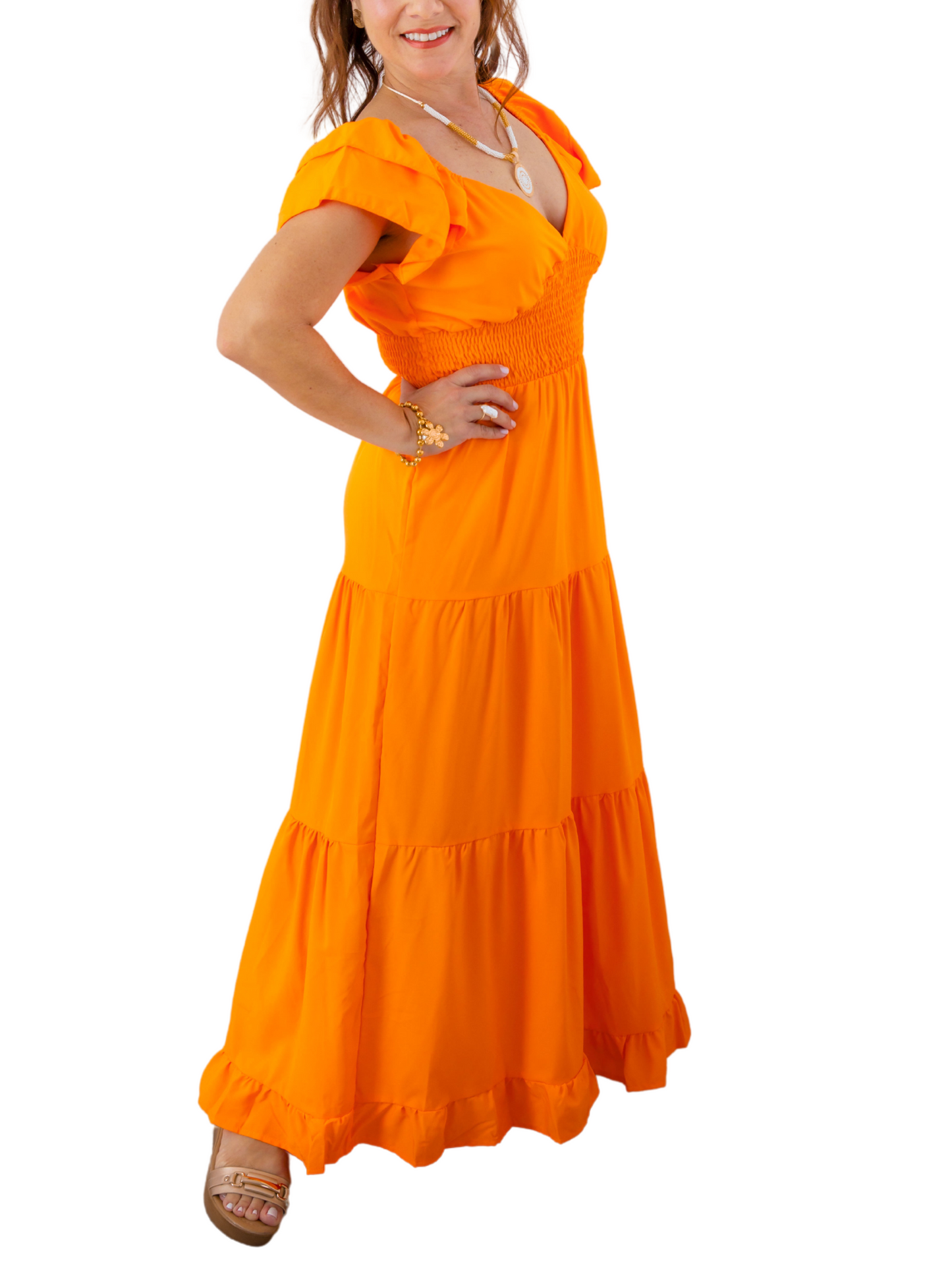 Maxi Dress Brisa de Verano – Naranja Radiante 🍊