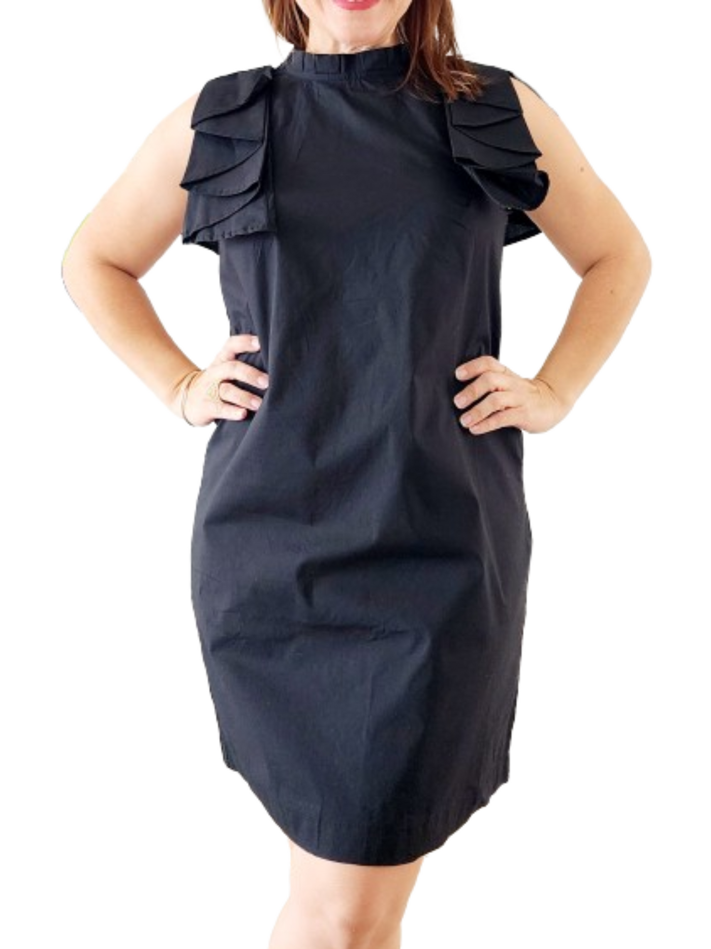 Sleeveless dress with pleated detail