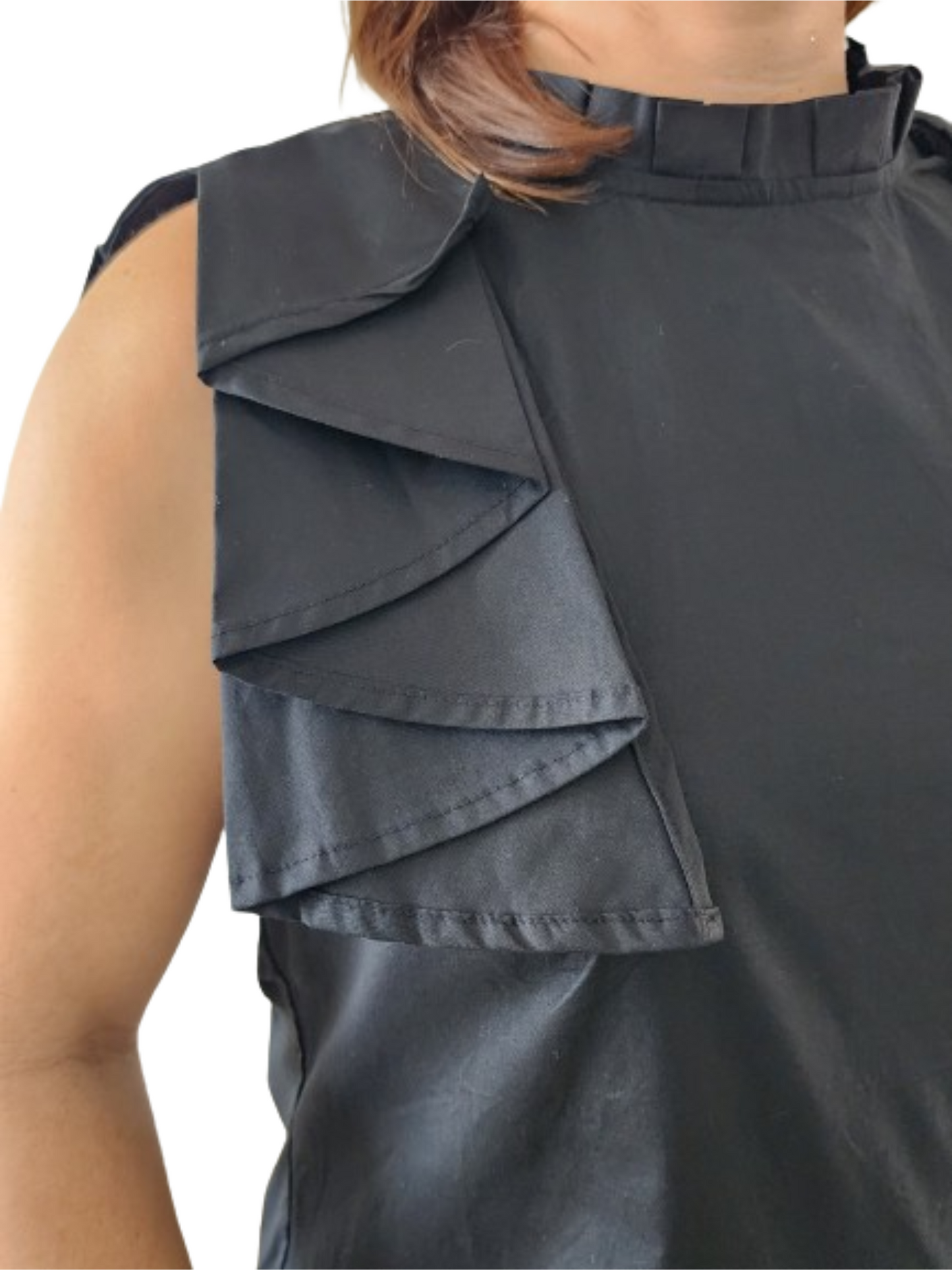 Sleeveless dress with pleated detail