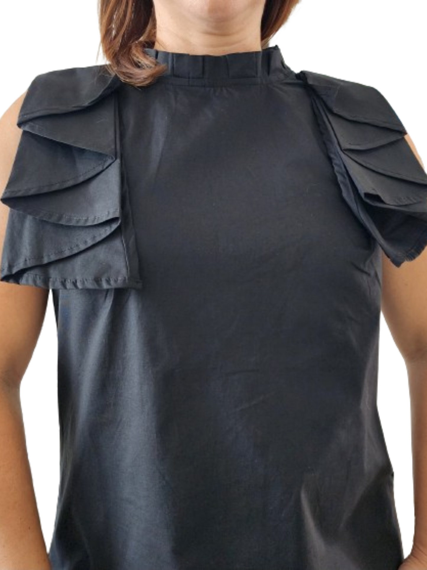 Sleeveless dress with pleated detail