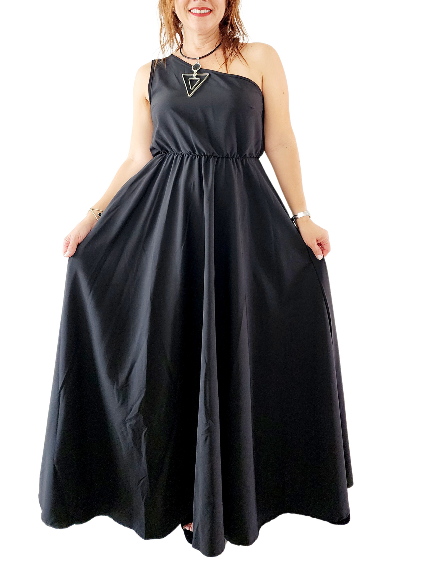 Traje Largo One Shoulder Negro - Elegancia y Comodidad ✨