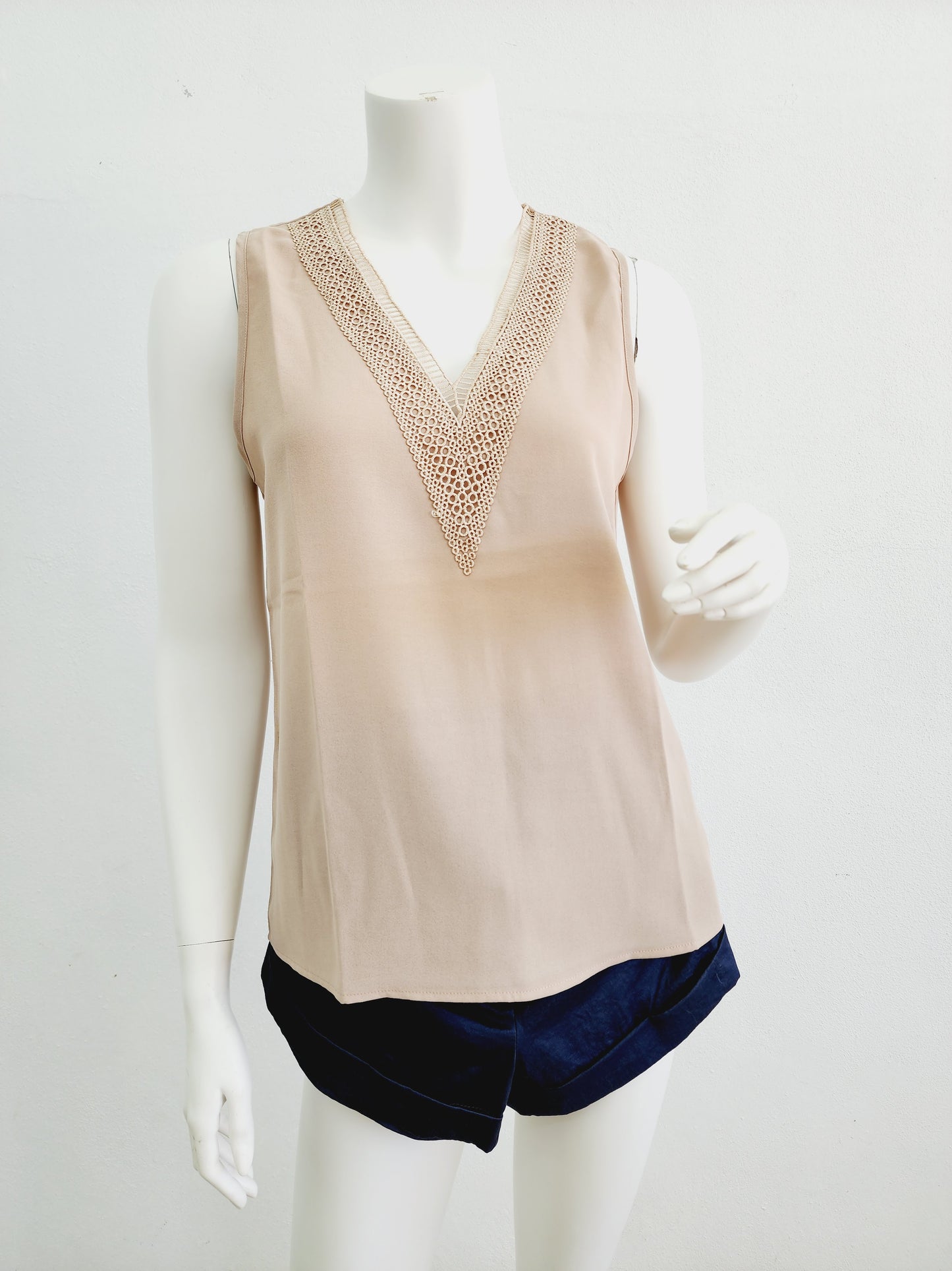 Cream V-neck top