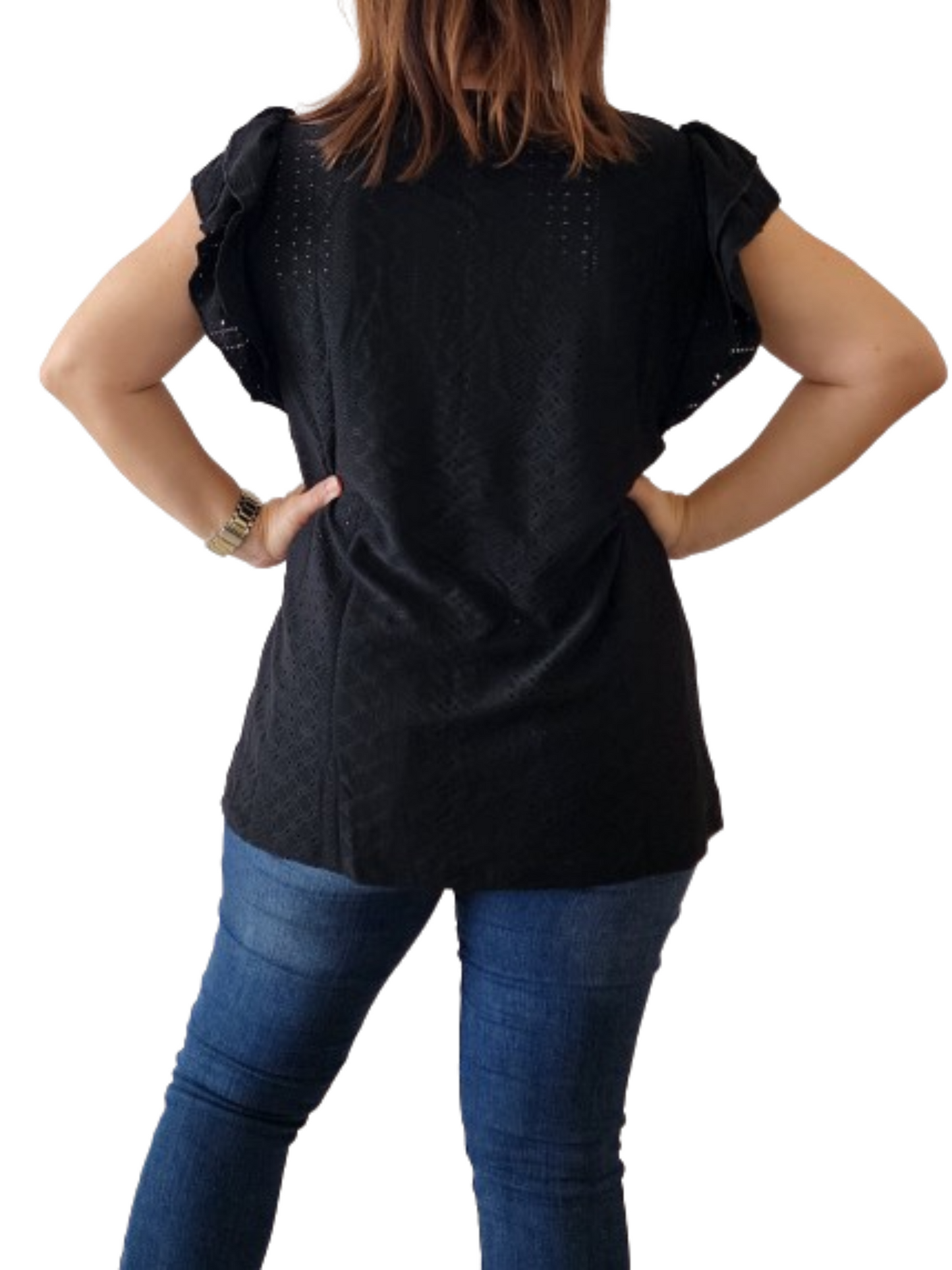Black top with ruffle
