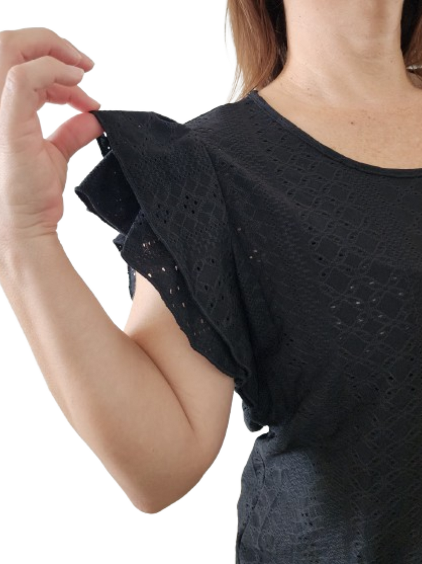 Black top with ruffle