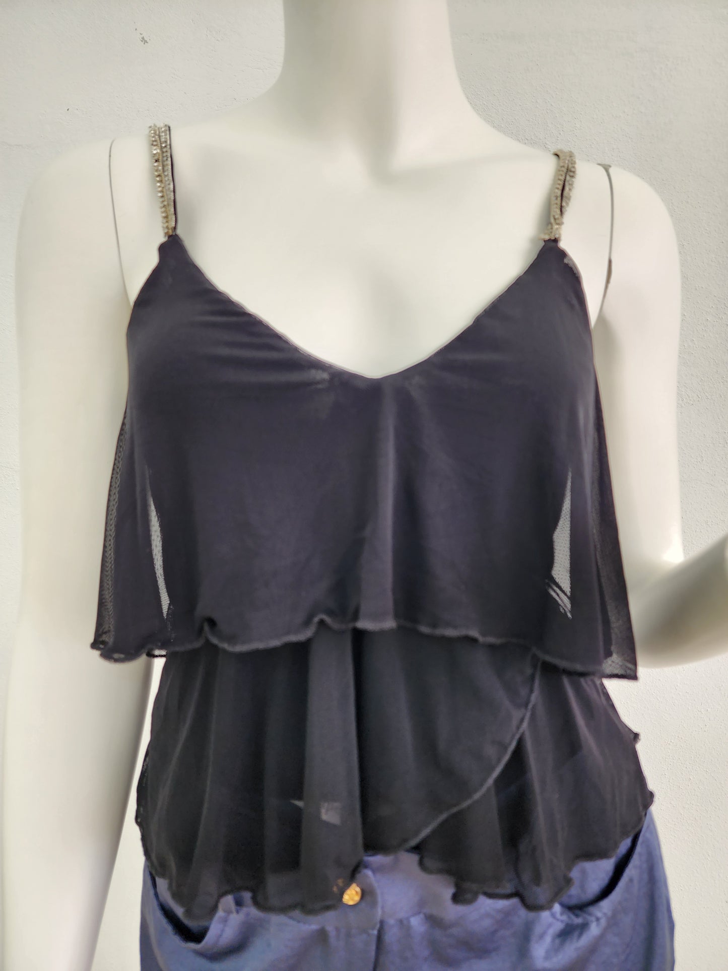 Layered Black Cuff Top