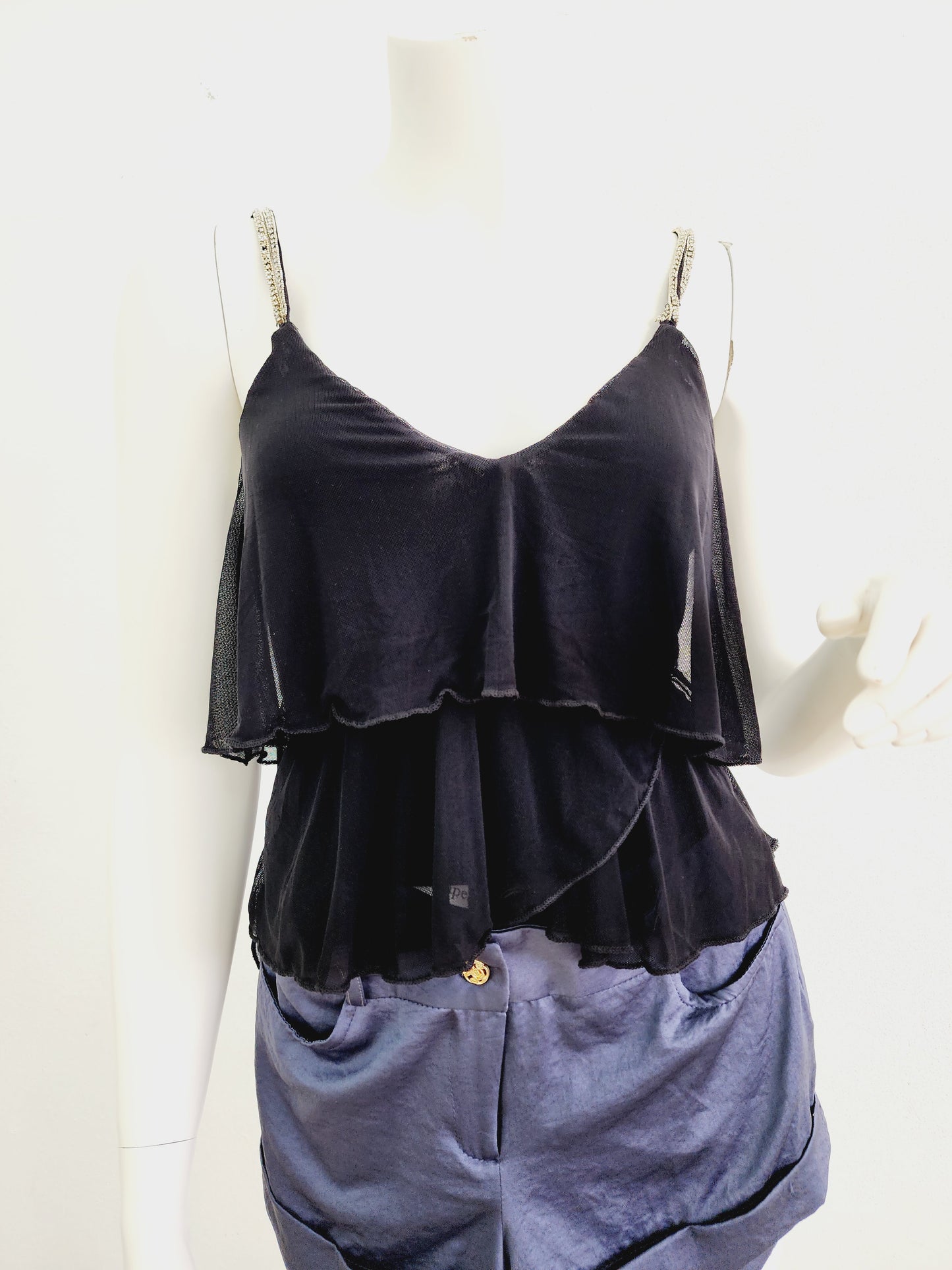 Layered Black Cuff Top