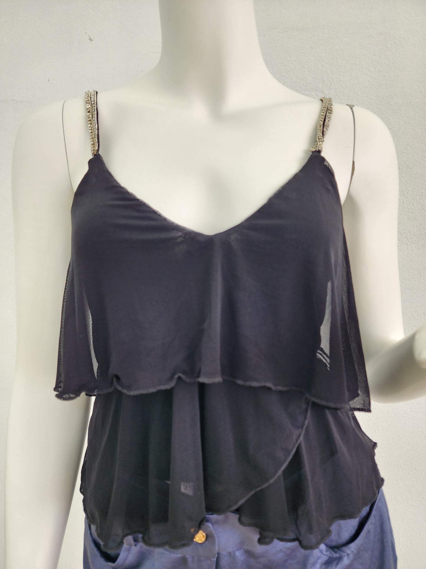 Layered Black Cuff Top