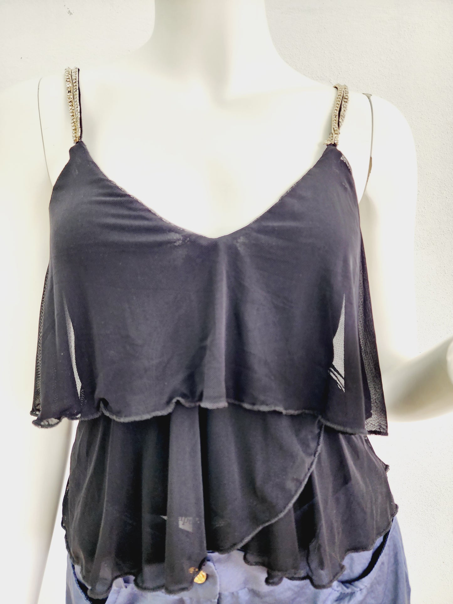 Layered Black Cuff Top