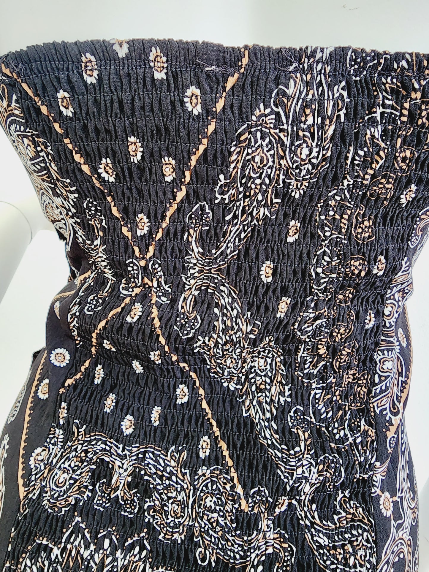Slim Black Print Sleeve Top