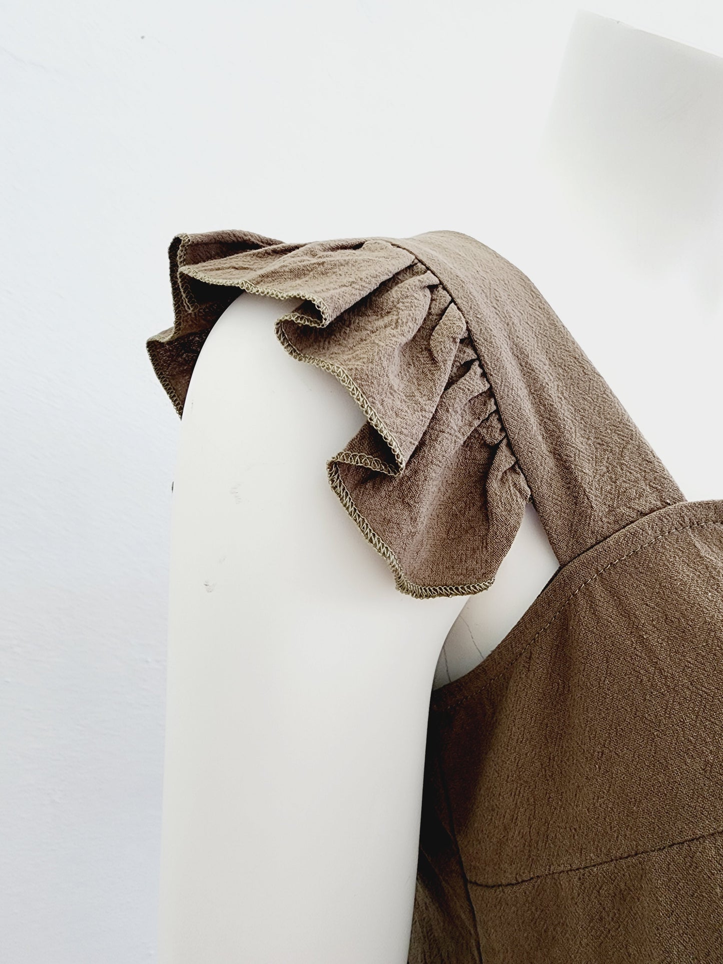 Olive wide angled square cut top
