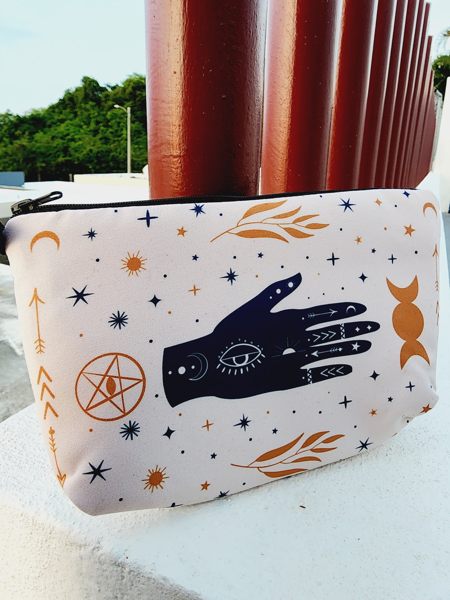 Gypsy hand printed soft cosmetic pouch