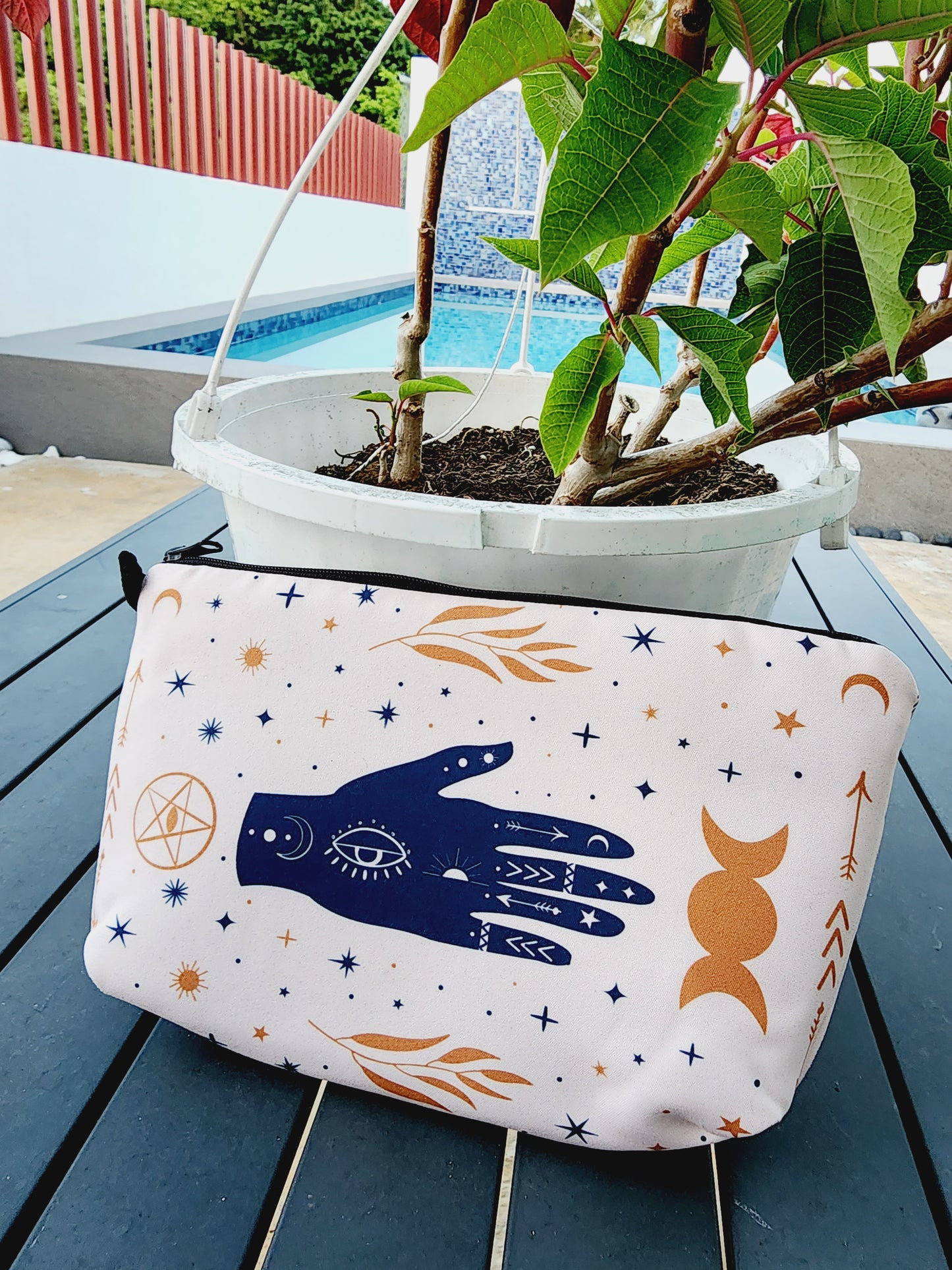 Gypsy hand printed soft cosmetic pouch