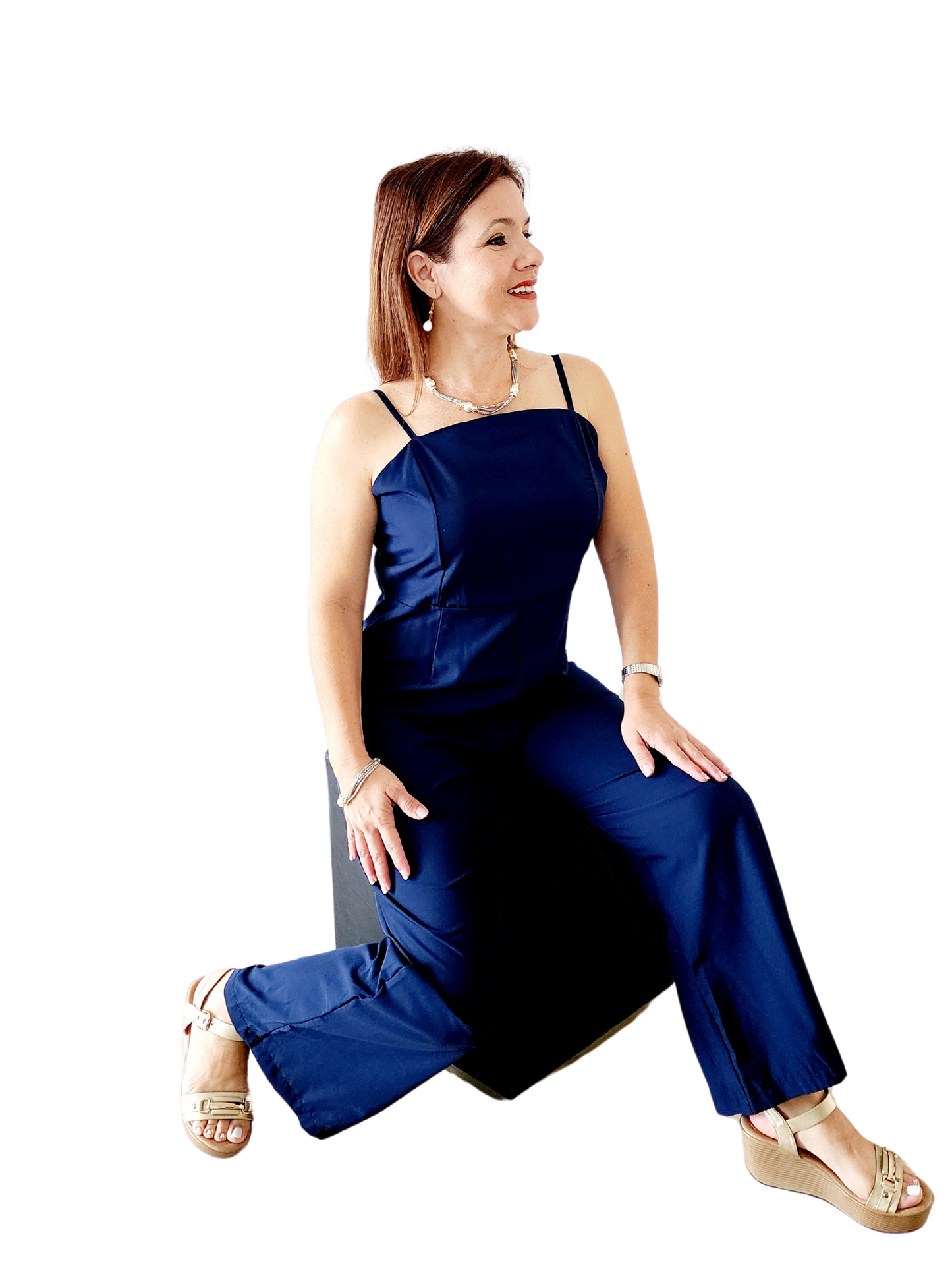 Jumpsuit Azul Marino de Manguillos - Comodidad y Estilo 💙