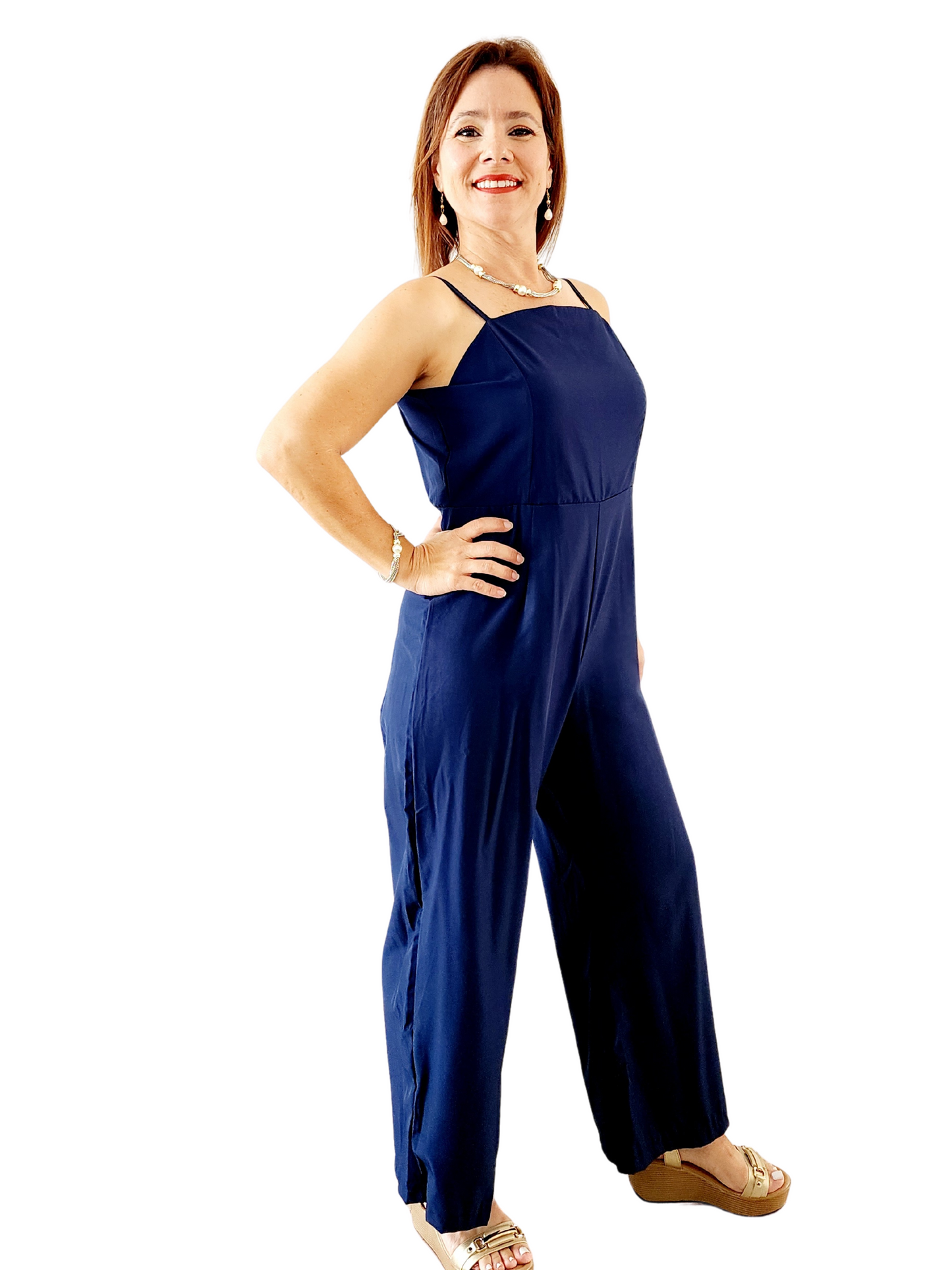Jumpsuit Azul Marino de Manguillos - Comodidad y Estilo 💙