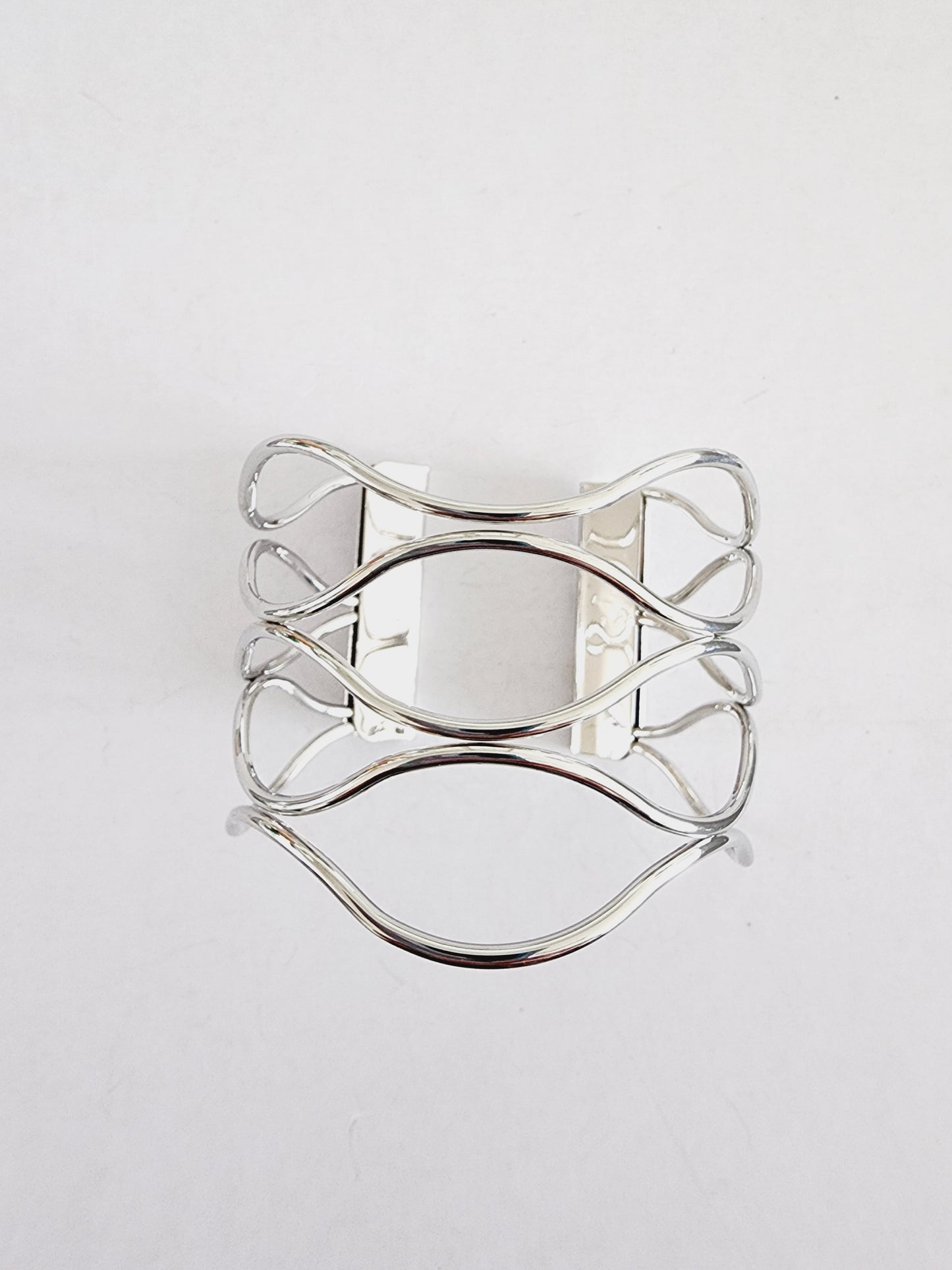 Wide silver bracelet