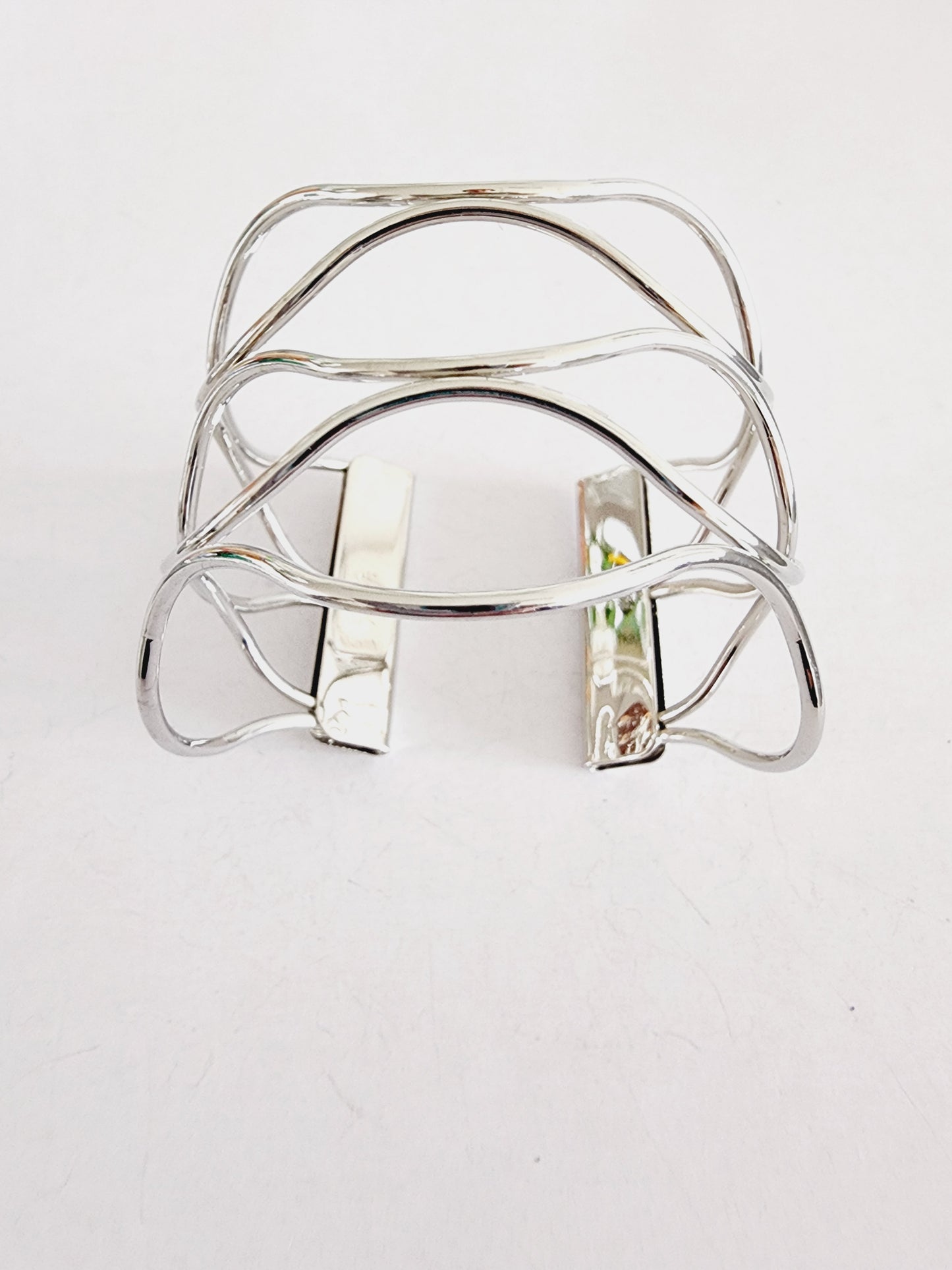 Wide silver bracelet