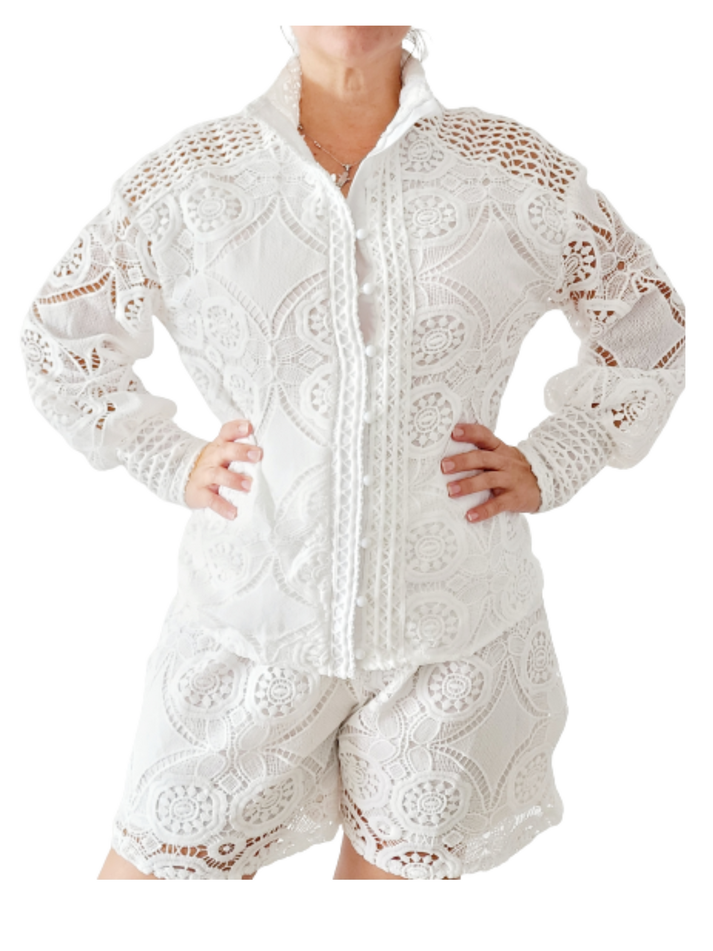 Lace Long Sleeve blouse & shorts
