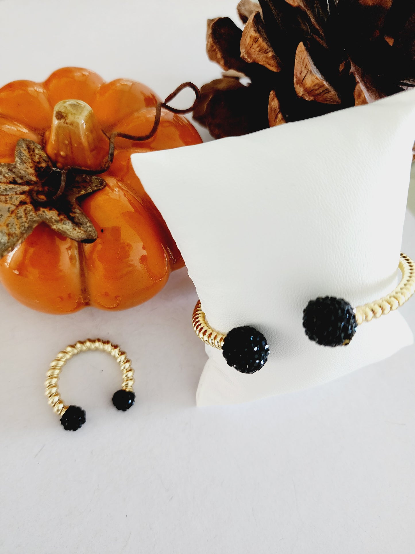Golden Turkish line bracelet and ring set