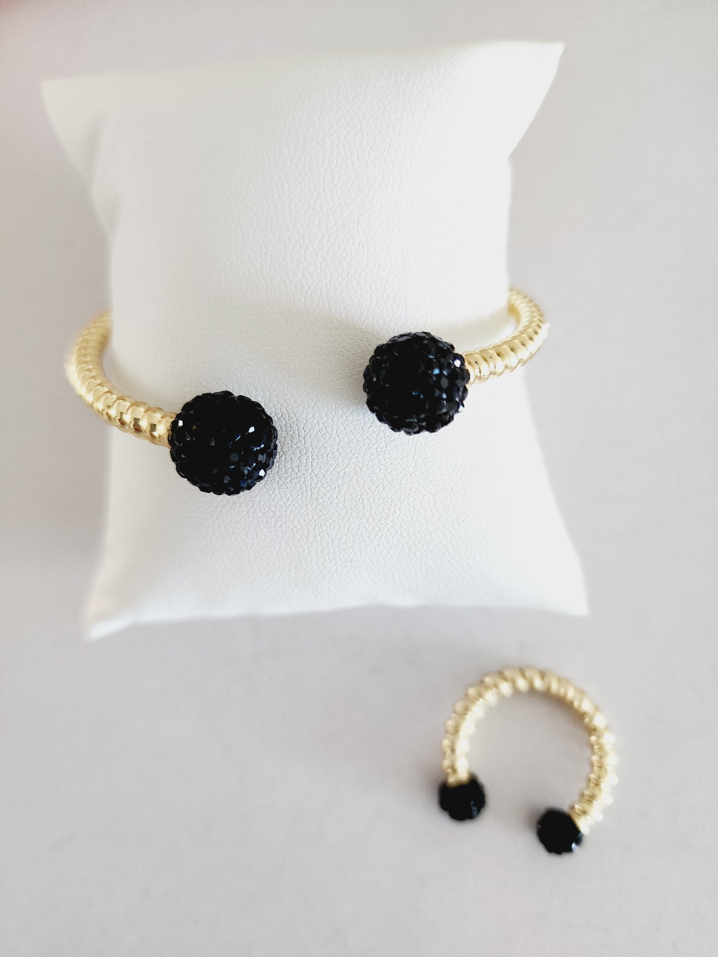 Golden Turkish line bracelet and ring set