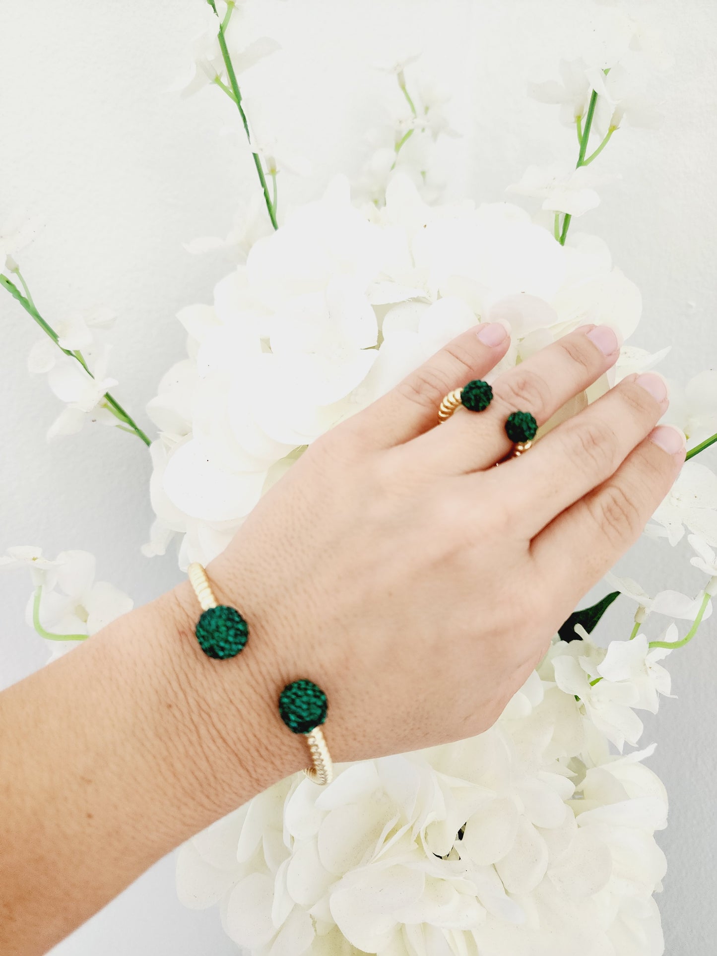 Golden Turkish line bracelet and ring set