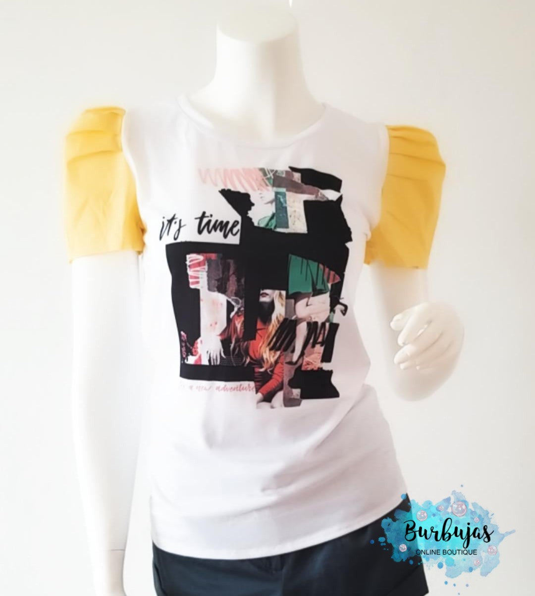 Yellow sleeved top