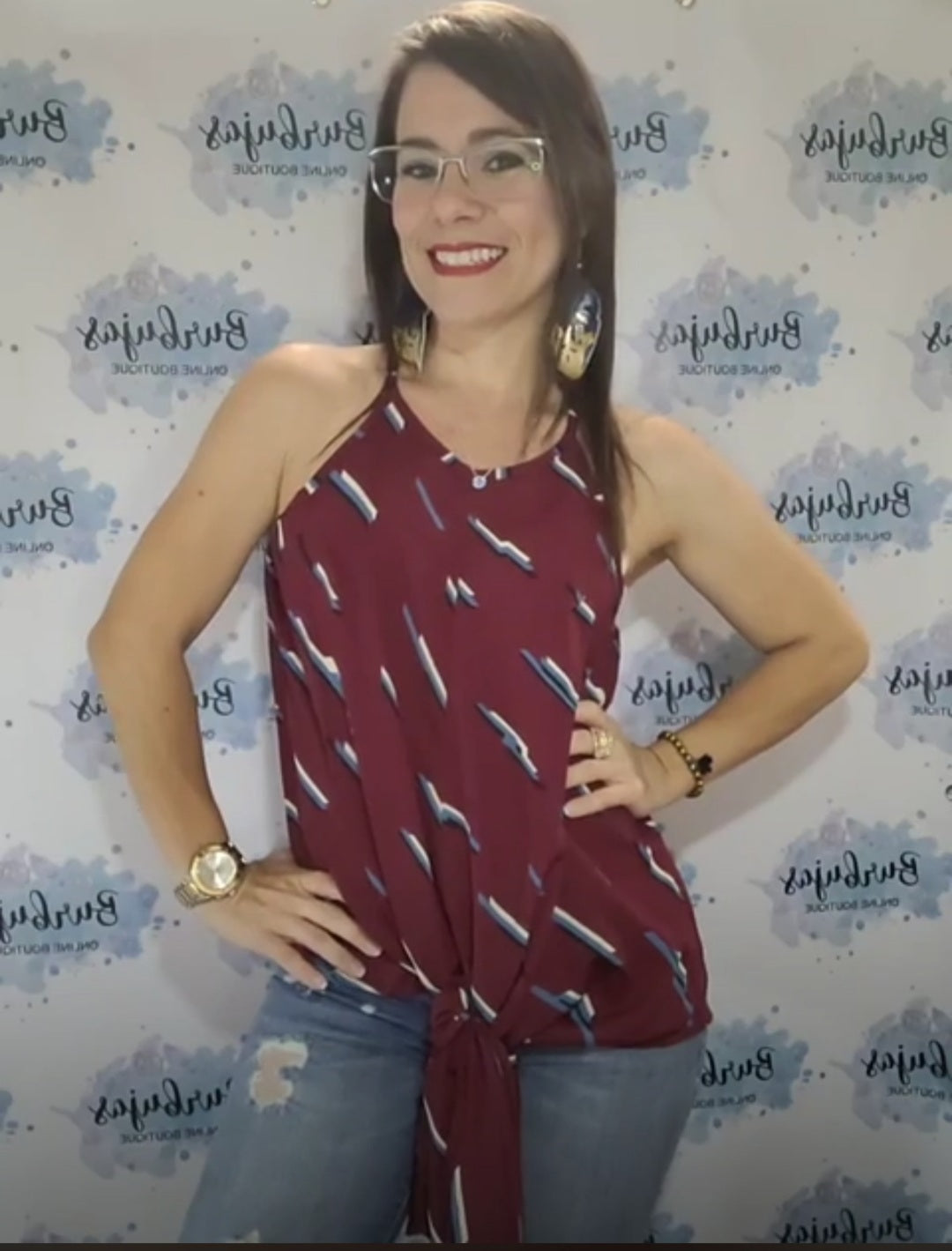 Burgundy & Blue Top