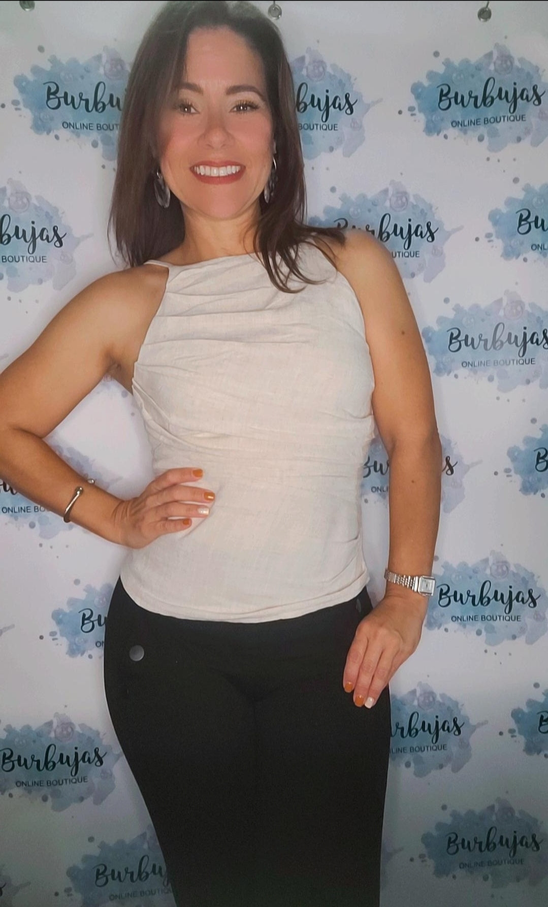 Oatmeal top with sleeves