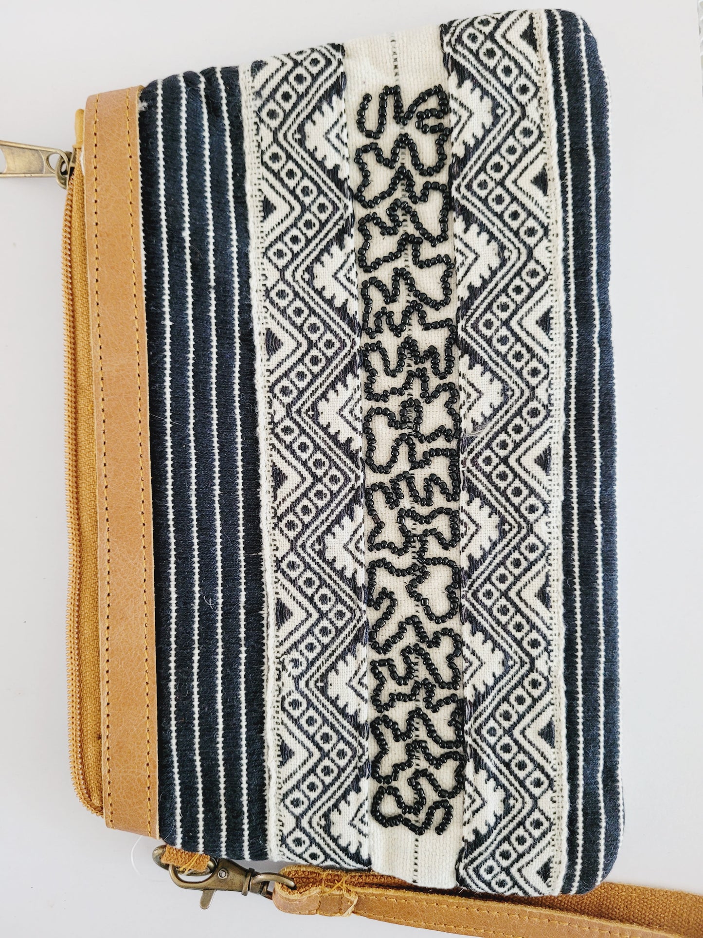Black and cream hand bag