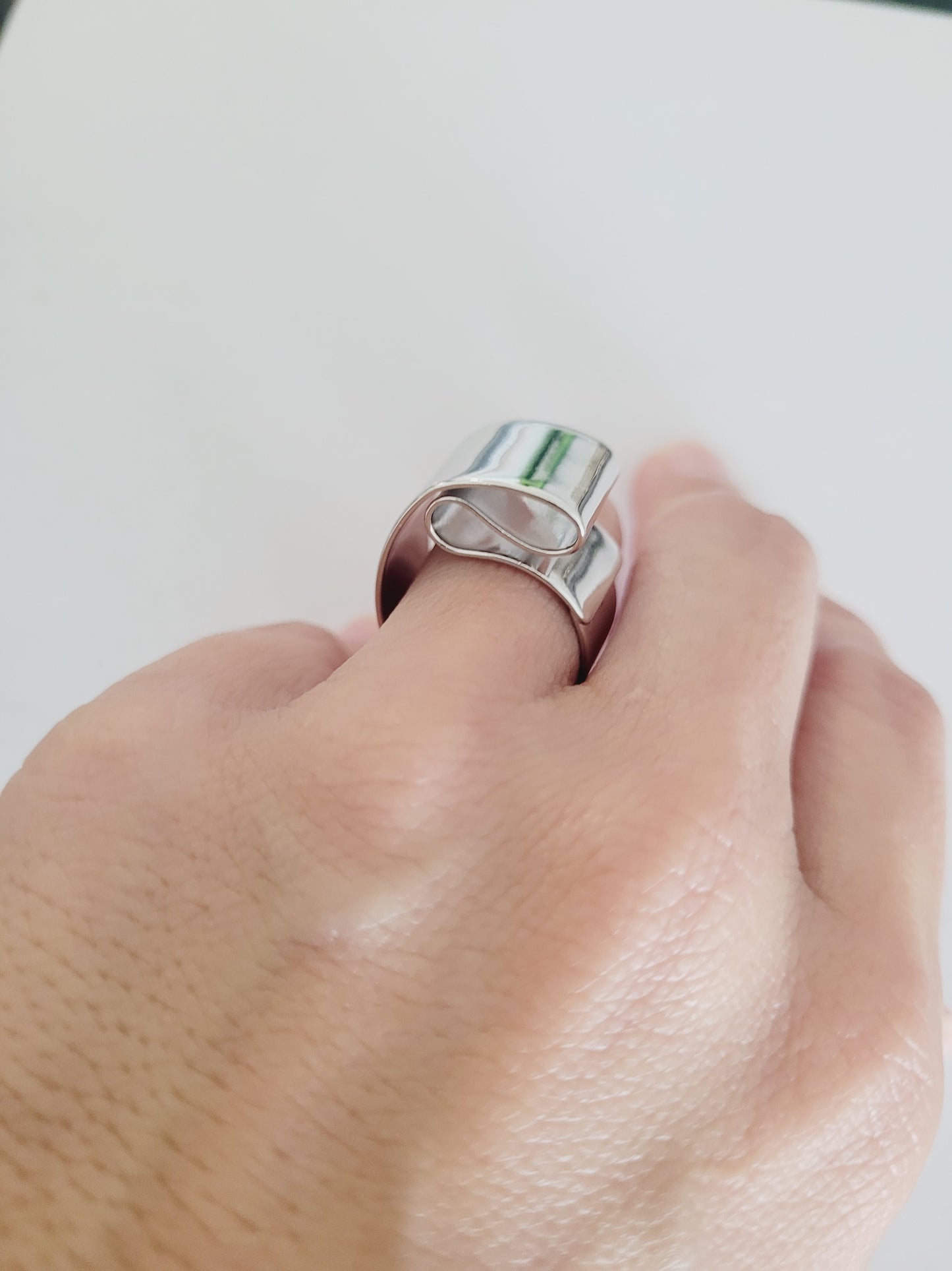 Silver curve ring