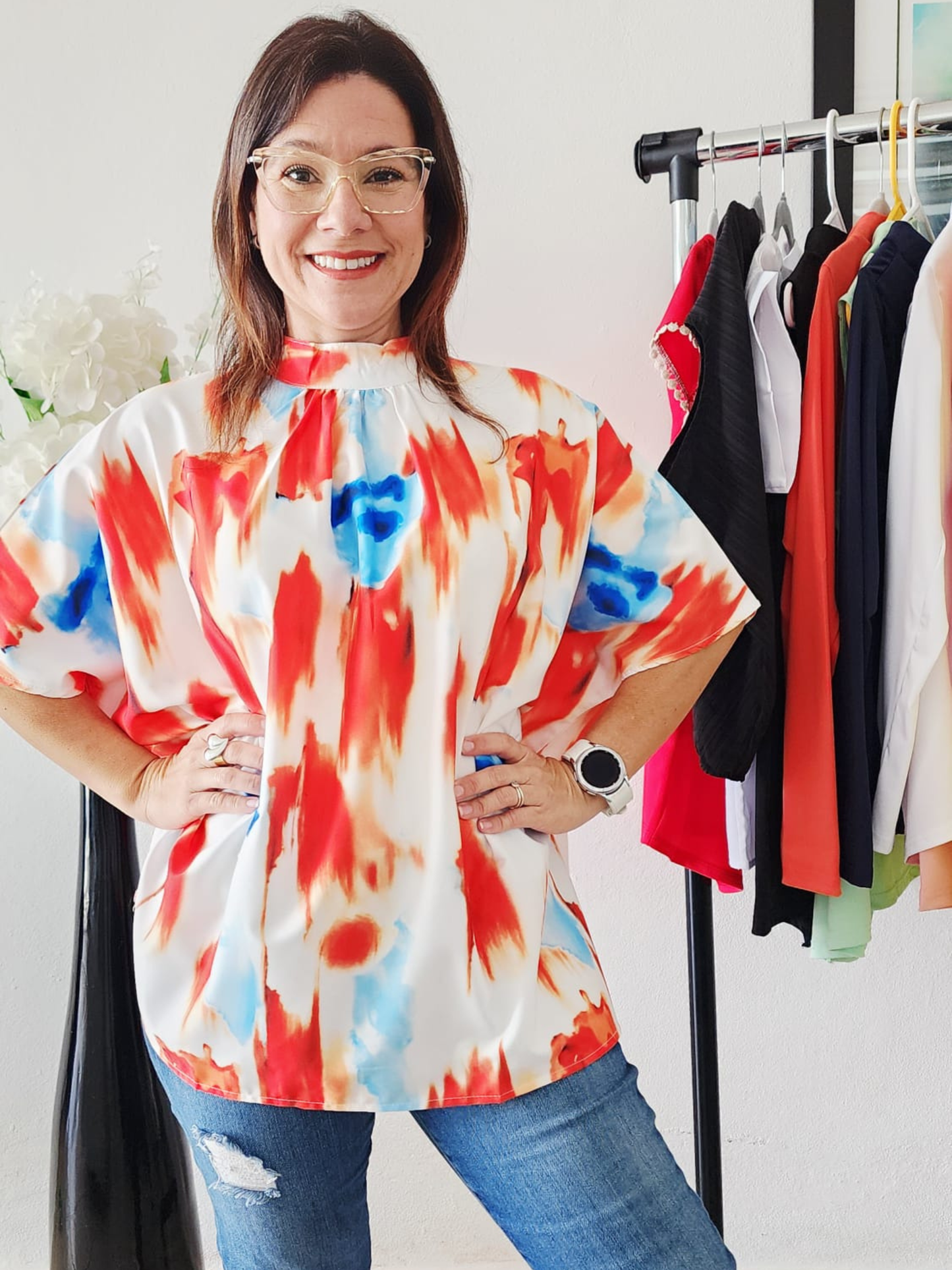 Blusa Multicolor Vibrante - Cuello Alto