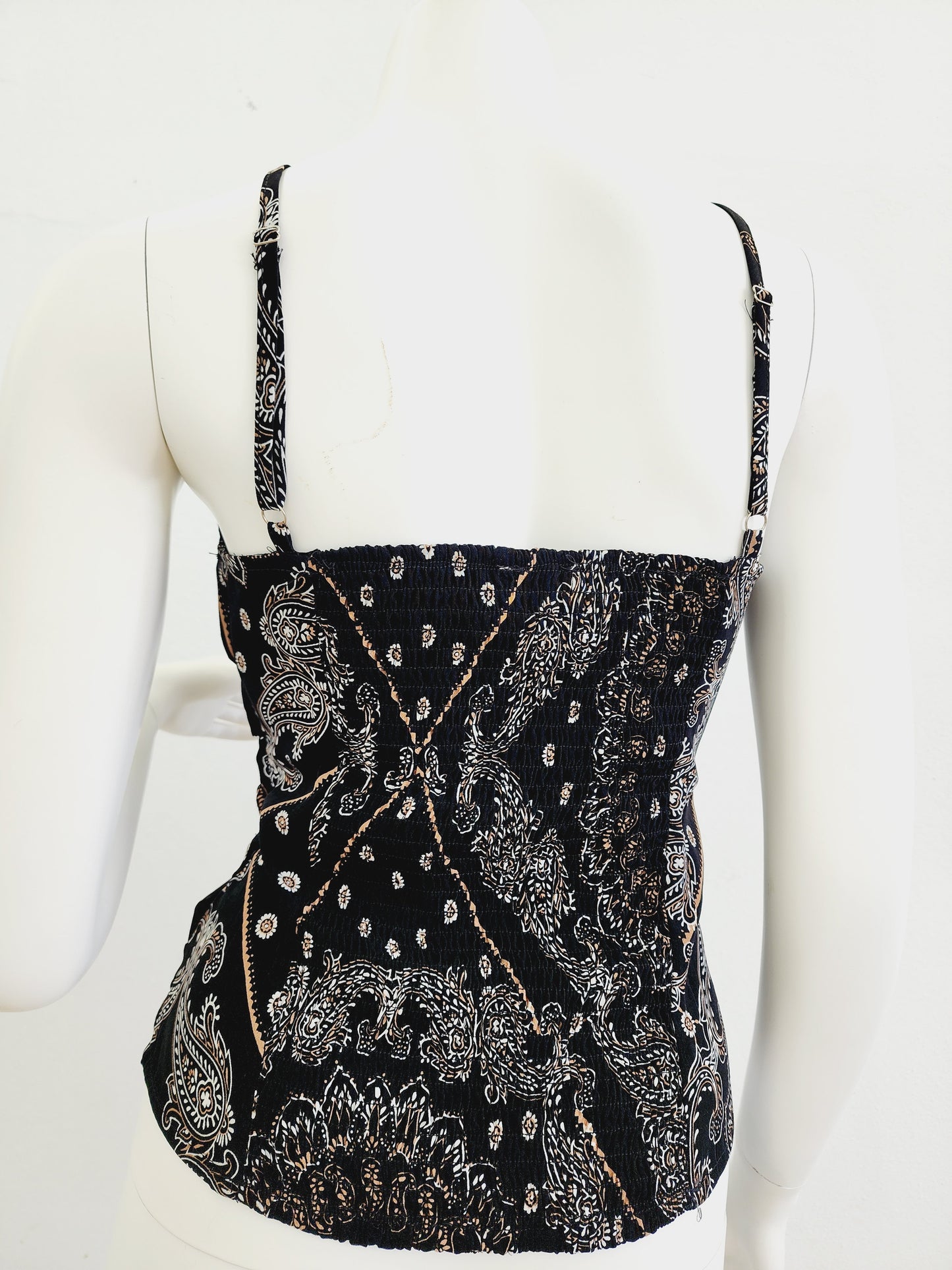 Slim Black Print Sleeve Top