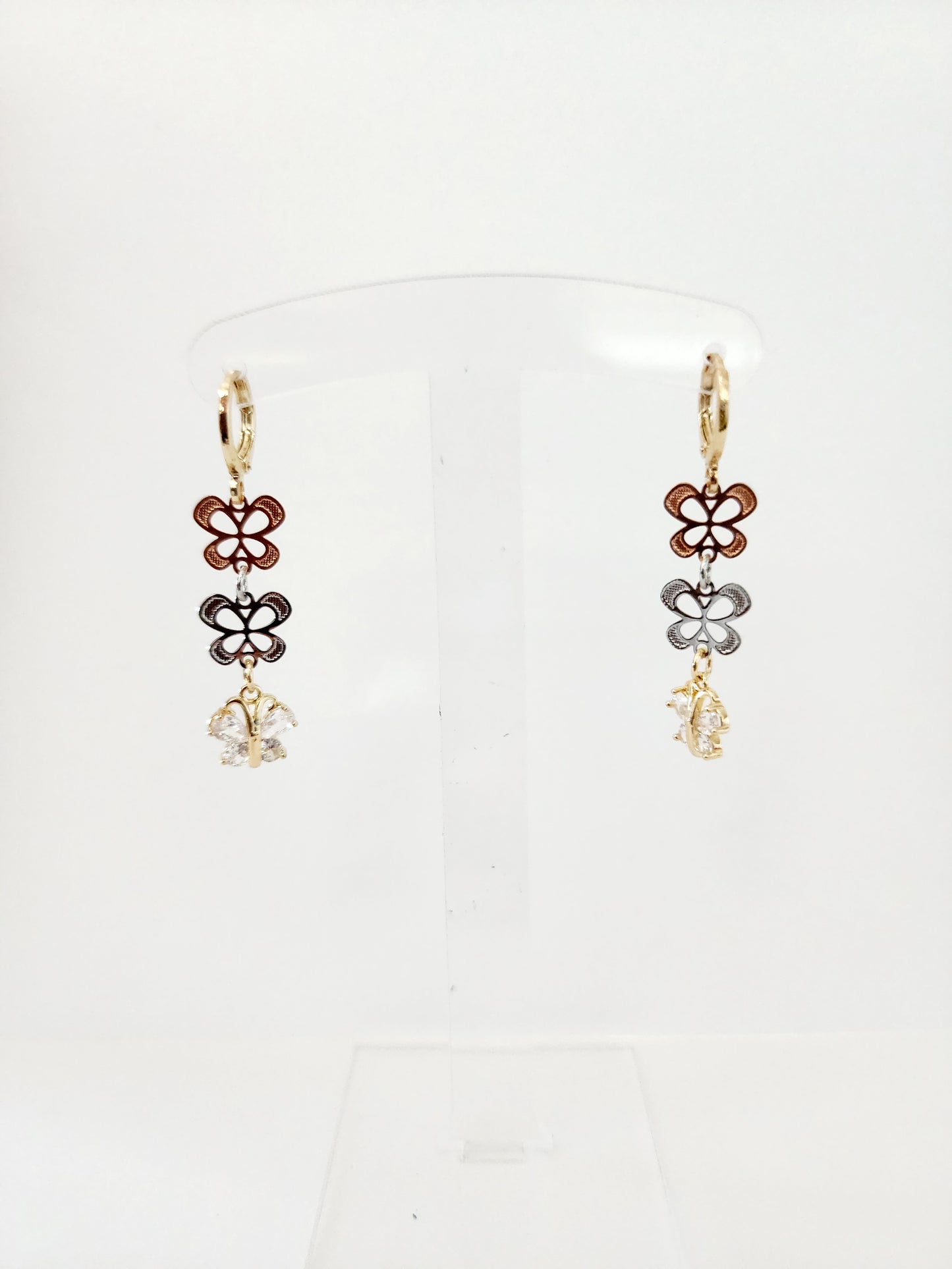 🦋 Pantallas Triple Esencia – Tres Mariposas en Oro, Plateado y Oro Rosado ✨