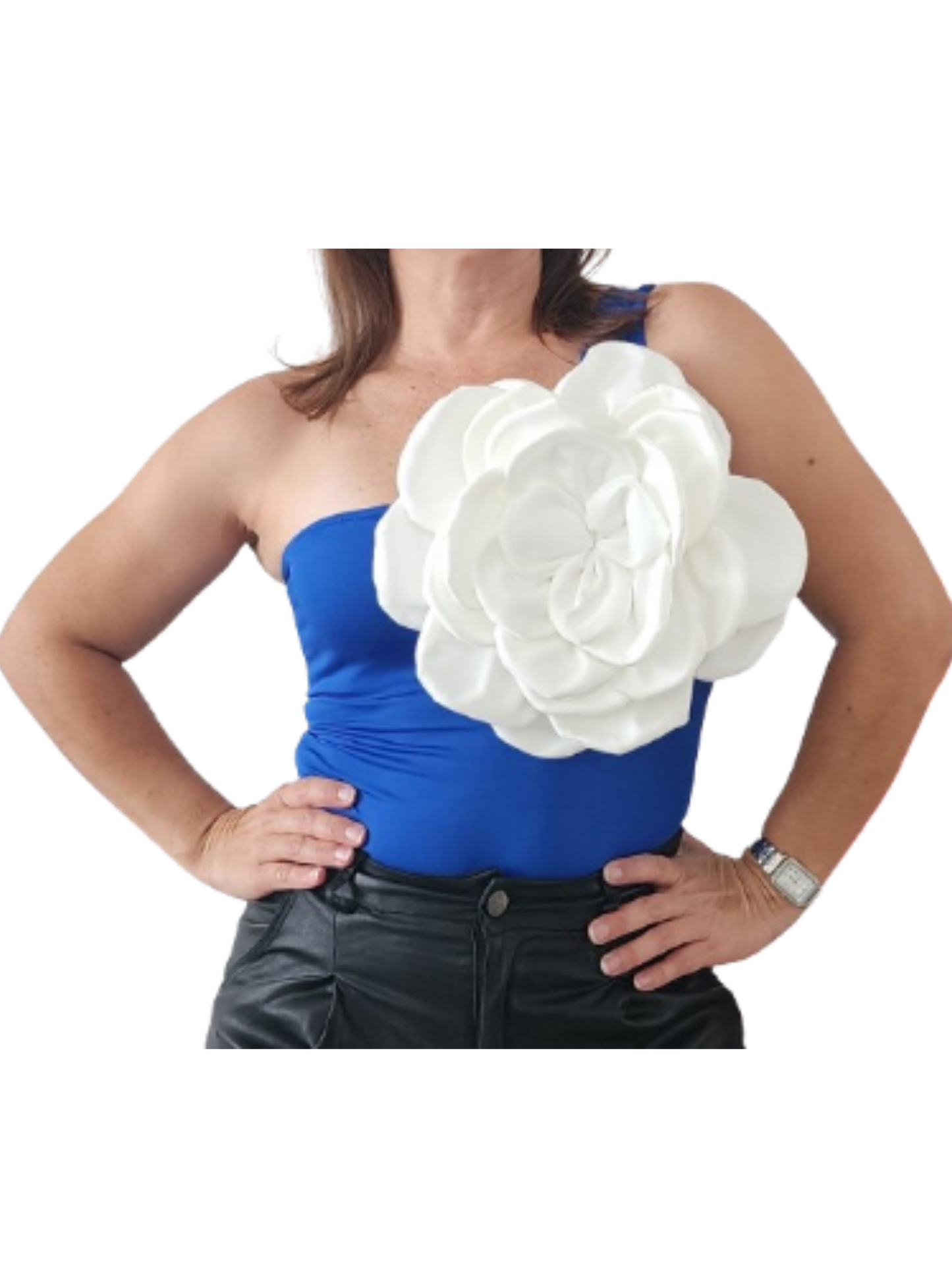 Royal blue bodysuit with large flower