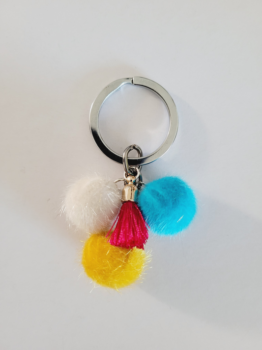 Colored pom pom keychain