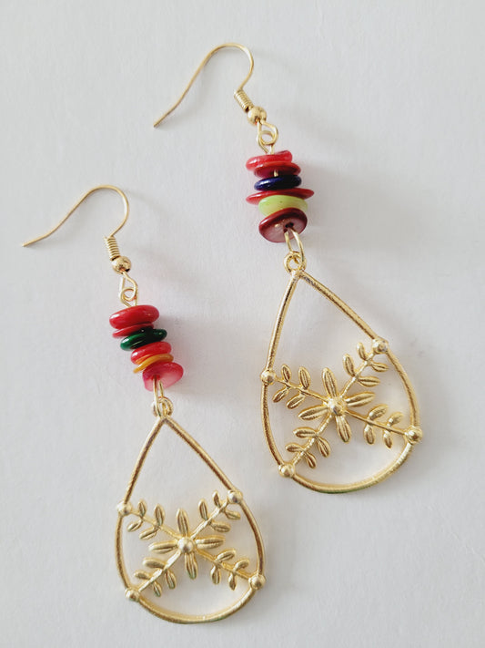 Gold aluminum with colors earrings