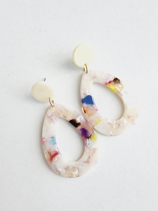 Marble drop resin earring