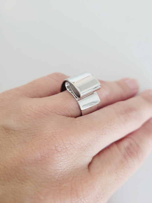 Silver curve ring